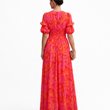 Aurora – Vestido Longo Floral com Mangas Bufantes