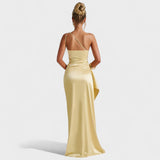 Ariel - Vestido Assimétrico Cetim Limão
