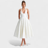 Effie - Vestido midi texturado com decote V