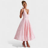 Effie - Vestido midi texturado com decote V