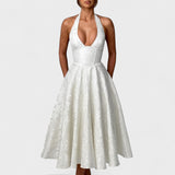 Effie - Vestido midi texturado com decote V