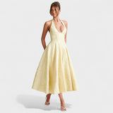 Effie - Vestido midi texturado com decote V