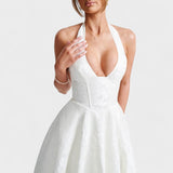 Effie - Vestido midi texturado com decote V