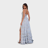 Florencia - Vestido longo boémio com fenda e folhos.