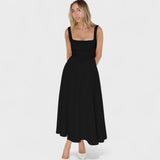 Maribel - Vestido Midi com decote quadrado