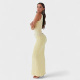 Seranella - Vestido maxi assimétrico com recorte