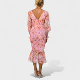 Valeria - Vestido Midi em Chiffon Floral