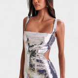 Vestido de gala Sparkle Silver - Edição de noite